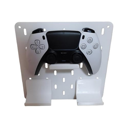 3D_ZeapoAI Headphone and Controller Holder for IKEA Skadis Pegboard Compatible with Xbox PS5 PS4 Controller 2Pcs - color: White
