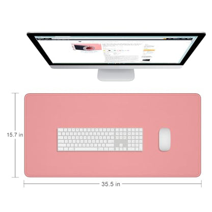 Dapesuom Large Gaming Mouse Pad, Extended Mouse Mat with Stitched Edges, Full Size Keyboard Pad with Non-Slip Base, Big XXL Computer Desk Mats for Gamer, Laptop, Office, 35.5 x 15.7in, Rose Pink - color: Rose Pink, size: 35.5L x 15.7W inches