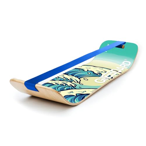 GIBBON SlackBoard, Balance Board Kids & Adults, Slackline Balance Trainer | 1 & 2 Line Options, Slack Board, Core Workout Equipment, Home Gym Training, Standing Desk Exercise, Yoga, Agility, Pilates - color: Waves - 1 Line