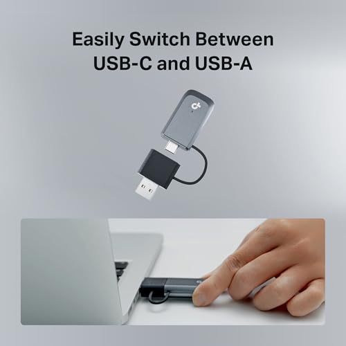 TP-Link BE6500 Tri-Band USB Wi-Fi 7 Adapter for Desktop PC (Archer TBE400U),2-in-1 USB-C&A, Wireless USB 3.0 Network Adapter, Plug and Play, 6/5/2.4GHz, WPA3, MLO, 4K-QAM, OFDMA, Support Windows 11/10 - style: BE6500, WiFi 7