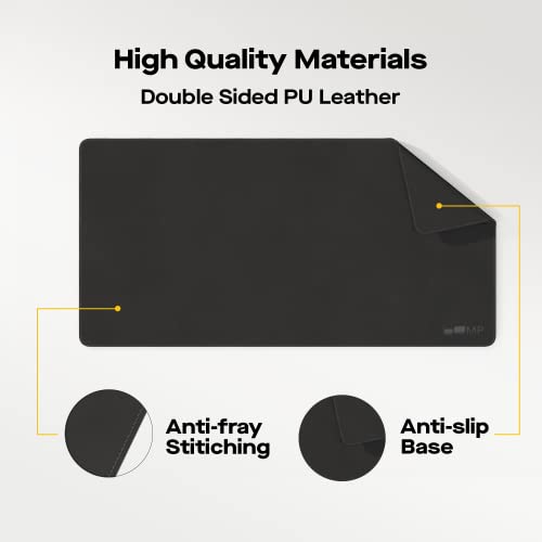 Mobile Pixels Desk Pad, Large PU Leather Desk Mat (Graphite Black) | Waterproof, Spill-Resistant, Non-Slip Base, Upscaled Stitched Large Extended PU Leather Protective Desk Mat, 31.5" x 15.75 - color: Graphite Black