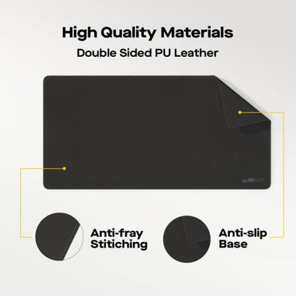 Mobile Pixels Desk Pad, Large PU Leather Desk Mat (Graphite Black) | Waterproof, Spill-Resistant, Non-Slip Base, Upscaled Stitched Large Extended PU Leather Protective Desk Mat, 31.5" x 15.75 - color: Graphite Black