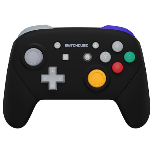 eXtremeRate Classic SwitchCube Style - Black Faceplate Backplate Handles for Nintendo Switch Pro Controller, Soft Touch Replacement Grip Housing Shell Cover with Buttons for Nintendo Switch Pro - color: Black