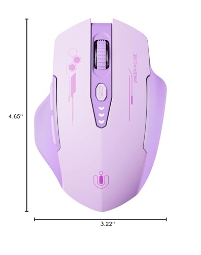 Uineer Bluetooth Mouse, Tri-Mode Wireless, Rechargeable, 3-Device Switch | Dual Bluetooth plus 2.4G connectivity, 3-device switching and a visible rechargeable battery level. - color: purple