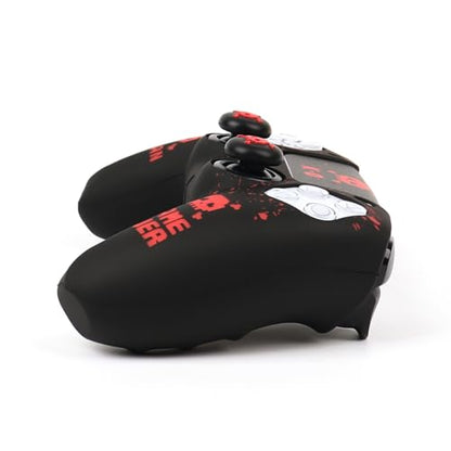Pixelated Skull Controller Skin Cover Compatible with PS5/Playstation 5 Controller, RALAN Protector Case Customised Thumb Grip - color: Pixelated Skull Black Red