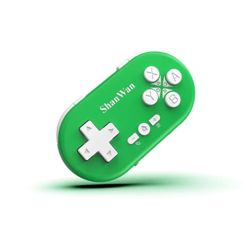 ShanWan Bluetooth Gamepad Keychain Sized Mini Controller for Switch, Windows, Android, iOS & PS4（green） - color: green