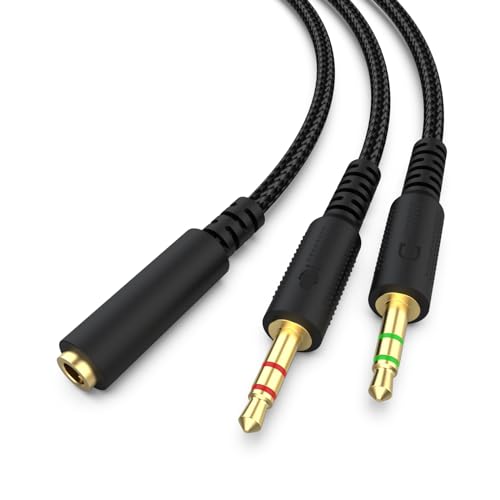 Replacement Audio Cable Cord Wire with Y Splitter for Razer Kraken X/BlackShark V2 Pro/Razer Nari Headphone Gaming Headset Adapter to PC/Speaker/Headphone