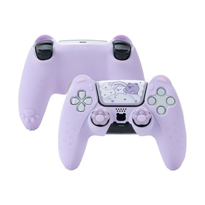 GeekShare Cute Bear PS5 Controller Skin Set,Soft Anti-Slip Silicone Protective Cover Skin Case for PS5 Wireless Controller with 2 Thumb Grip Caps and 1 Sticker - Purple - color: Bear