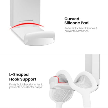 Sticky Headphone Stand Controller Holder - EURPMASK 2 Pack Upgraded Adhesive Headset Hook, Headphone Holder for Desk with Soft Rubber Pads, Gaming Accessory Controller Headset Stand, Pearl White - color: Pearl White_2PCS