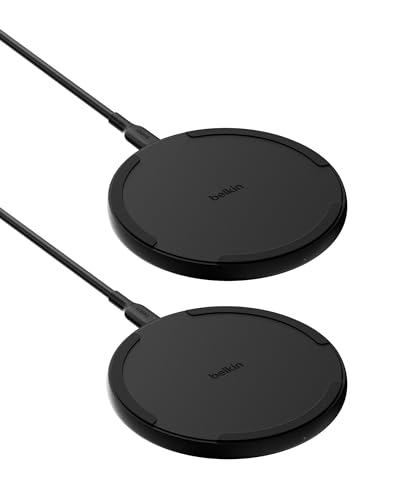 Belkin Wireless Charging Pad 15W - Qi Charger - Wireless Charger iPhone 17, Charging Station for Apple iPhone 16/15/14 Series, AirPods, Samsung Galaxy S25/S24, Pixel 5ft Cable Included, Black, 2-Pack - style: 15W 2-pack (NEW Version)