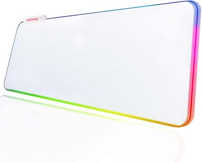 JMIYAV White Gaming Mouse Pad RGB Mousepad Non-Slip Rubber Base Extra Large Cool XL XXL Computer Desk Pad Gaming Accessories LED Light Up Extended Big Mouse Pad for Gamer White 31.5x12in Uw3-10 - color: White 31.5x12in Uw3-10