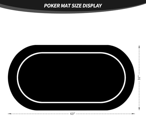 nuveti 63 x 31 Foldable Texas Poker Card Tabletop Layout Portable Anti-Slip Rubber Board Game Mat Poker Table Mat 8-10 Players Texas Hold'em Poker Mat - color: 63 X 31 Inch Heiwuzuoweikuan