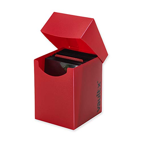 Vault X Large Standard Deck Box with 150 Black Sleeves, fits 100+ Sleeved Trading Cards (Red) - color: Red