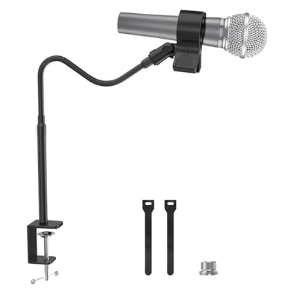 ZealSound Microphone Stand Gooseneck, 19-Inch Mic Arm Stand with Adjustable Microphone Clip Holder and 3/8" to 5/8" Screw Adapter for Blue Yeti Shure Fifine Podcast Streaming Gaming - size: 19-Inch
