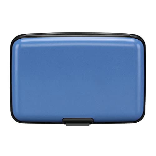 RFID Blocking Credit Card Protector Case Holder Wallet for Men Women | RFID Blocking Credit Card Protector Aluminum ID Case Hard Shell Business Card Holders Metal Wallet for Men or Women - color: Matte Blue