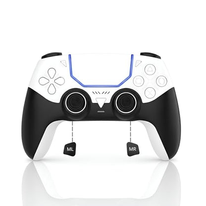 GioMay Pro Wireless Controller Compatible with PS5 – Hall Effect Joysticks, Bluetooth 5.3, Programmable Back Buttons, Dual Vibration, 6-Axis Gyro, Works with PC, Steam, iOS & Android (white) - color: white