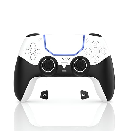 GioMay Pro Wireless Controller Compatible with PS5 – Hall Effect Joysticks, Bluetooth 5.3, Programmable Back Buttons, Dual Vibration, 6-Axis Gyro, Works with PC, Steam, iOS & Android (white) - color: white