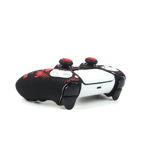 Lion Controller Skin Cover Compatible with PS5/Playstation 5 Controller, RALAN Protector Case Customised Thumb Grip - color: Lion Black Red