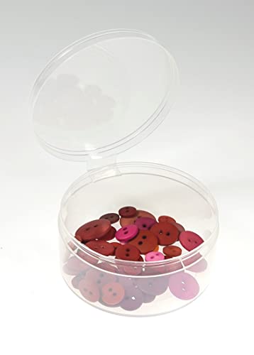 3 inch Diameter Plastic Containers w/Attached Lids-6 Pack -Great for Large Beads, Candy, Hardware, Coins