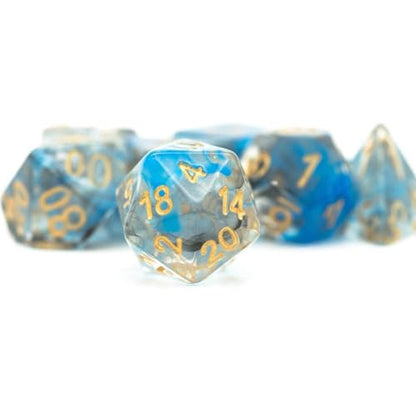 UDIXI DND Dice Set 7PCS Resin Polyhedral D&D Dice for Role Playing Games | Blue Black Colors, Dreamy Effect, Velvet Dice Bag Packaging, for Dungeons and Dragons Role Playing Games and Tabletop Games - color: S-blue and Black