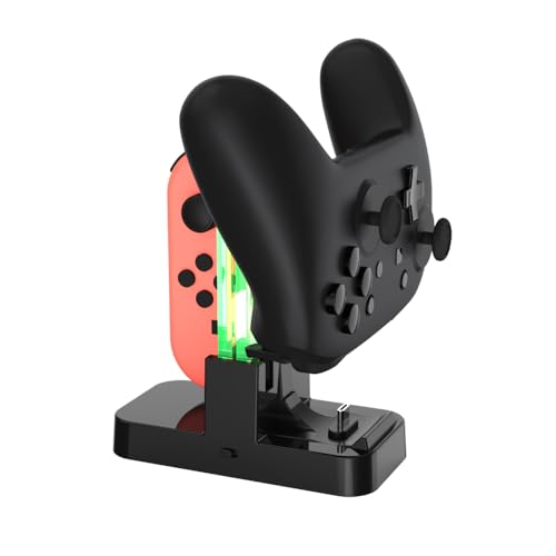Dobe - 5 in 1 Charging Dock Compatible with Nintendo Switch for Joy Con & OLED Model Controller with Lamppost LED Indication, Charger Stand Station with Charging Cable