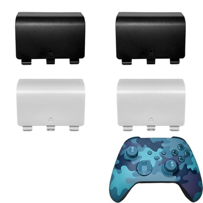 Battery Back Cover for Xbox Series S/X Controller, Battery Cover Door for Xbox Series S/X Controller, Battery Back Shell Repair Part Compatible with Xbox Series X/Series S Controller(2Black+2White) - color: Black&White