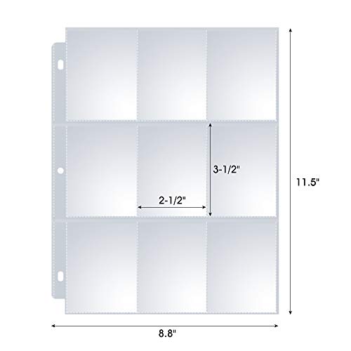 Sooez 36 Pack Trading Card Sleeves for Binder, 9 Pocket Photo Card Holder | Crystal Clear Page Protectors, Top Loading, PVC-Free & Acid-Free, Fit for Collectible Games, Sports, Baseball, Football - style: Single-Sided