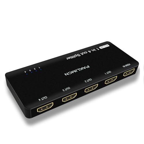 HDMI Splitter 1x4, 4K 60Hz 1 in 4 Out HDMI Duplicator/Switcher, 4Kx2K 30Hz 4:4:4 & 60Hz 4:2:0, HDR Compatible for Fire Stick, PS5, Xbox Series X, PC, Home Theater, Not A Switch(4K 1in4 Out)