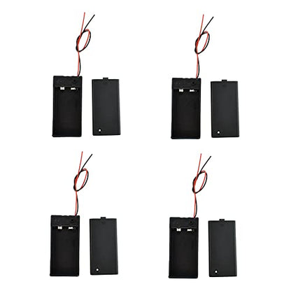 HAHIYO 9V Battery Holder Bundle with Wire Sturdy Cover Durable Snap Contact Build-in Switch Batteries Black Case Easy Install 4 Pieces for Wall Clocks Ham Radio Kids Toys - style: 9V-4P