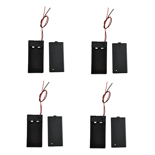 HAHIYO 9V Battery Holder Bundle with Wire Sturdy Cover Durable Snap Contact Build-in Switch Batteries Black Case Easy Install 4 Pieces for Wall Clocks Ham Radio Kids Toys - style: 9V-4P