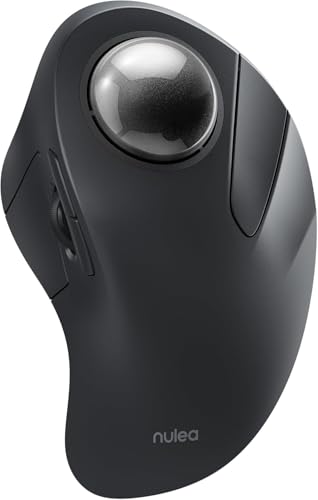 Nulea M505A Wireless Trackball Mouse Ergonomic 44mm Index Finger Control | Rechargeable rollerball mouse with 5 DPI levels,Bluetooth connection,smooth tracking,compatible with PC Mac Windows-Black - color: D-Black