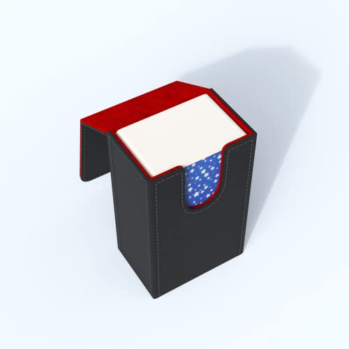 Black Tarot Card Holder with Red Interior; Fold Top Tarot Card Box Case with Magnetic Lid Closure; Fits Standard Tarot Card Deck; Holder Measures Standard Size 5.39 x 3.38 x 2 In (137*86*51mm) (Red) - color: Red