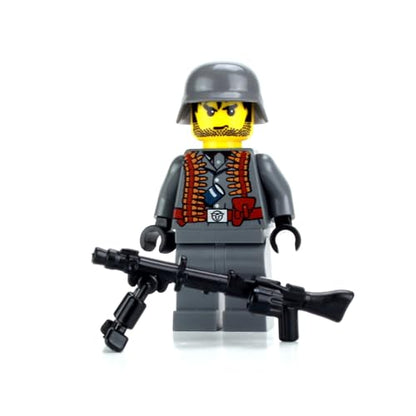 Battle Brick 1.6 Inches Tall Collectible German WW2 Soldier MG34 Custom Minifigure | Genuine Military Minifig | Printed in The USA | World WAR 2 | Great Gift for Teen to Adult AFOL