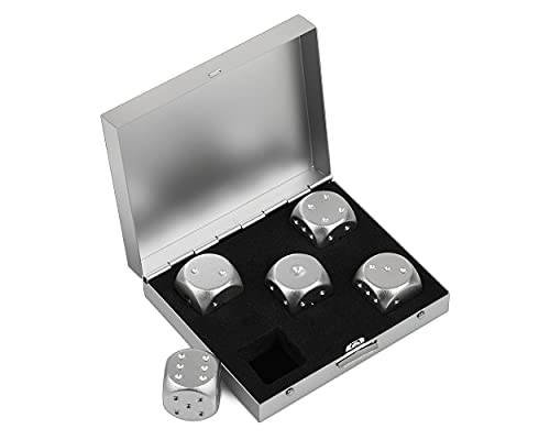 DS.DISTINCTIVE STYLE Aluminum Alloy Dice 5 Pieces 16mm Portable Metal Dices with Case 6 Sided Dice for Party Game - color: Silver, style: Square