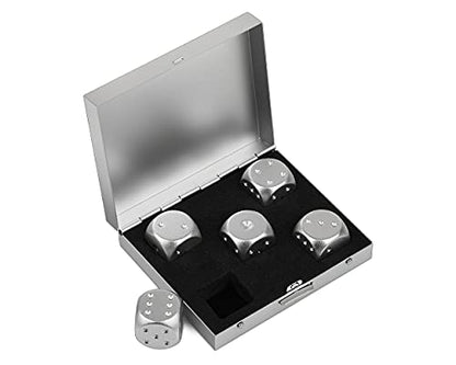 DS.DISTINCTIVE STYLE Aluminum Alloy Dice 5 Pieces 16mm Portable Metal Dices with Case 6 Sided Dice for Party Game - color: Silver, style: Square