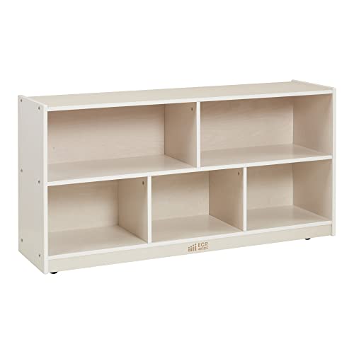 ECR4Kids 5-Compartment Mobile Storage Cabinet, Toddler, Classroom Furniture, White Wash - color: White Wash