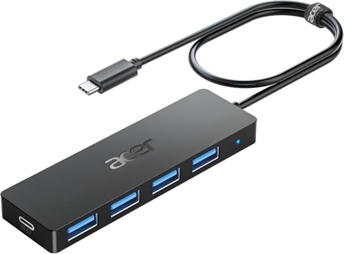 Acer USB C Hub 4 Ports, Multiple USB 3.0 Hub, USBC Splitter for Laptop with TypeC Power Port, Extender for Type C Port Laptop, PC, Desktop and More (USB-C, 2ft) - size: 2ft, style: USB-C