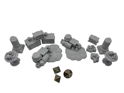 Hautico Middle Ages Mausoleum Ruins Scene with Graveyard and Treasury Ruin for 18-28mm Miniatures Wargame, DND, 3D Printed and Paintable