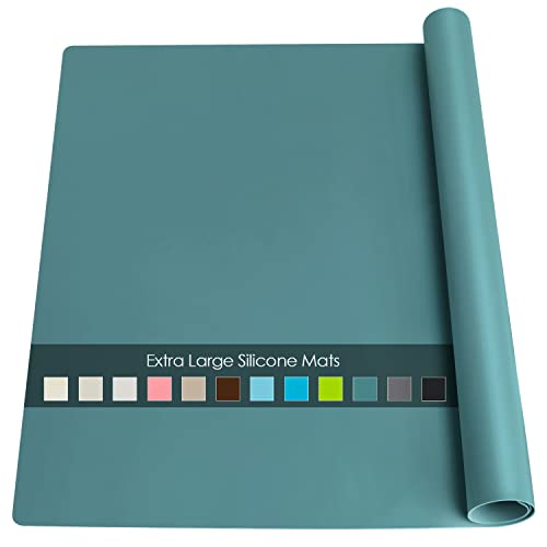 Extra Large Dark Green Countertop Mat - Silicone Table Kitchen Desk Mat - Non-Slip & Heat Resistant - Dinner Placemat Pastry Dough Rolling Mat - color: 01-dark Green, size: 23.6"L x 15.7"W