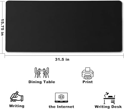 10 Pack 31.5" x 15.7" Waterproof Fabric Desk Pad, Black | Rubber Anti-Slip Base Stitched Edges No Curling Fits Laptop Keyboard and Mouse Smooth Office Mat Large Mouse Pad Work Game - color: Black, size: 31.5" x 15.7" (10Pack)