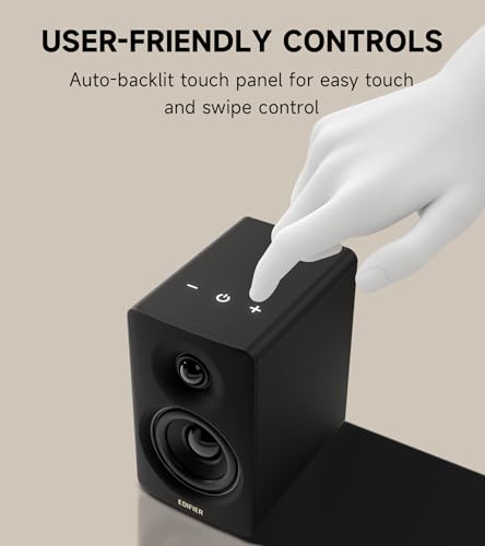 Edifier M60 Multimedia Speaker, 66W RMS Computer Speaker, Black | Bluetooth 5.3, Hi-Res Audio with LDAC, 3" Mid Bass & 1" Tweeter, USB-C AUX Inputs, Compact Desktop Speaker - color: Black