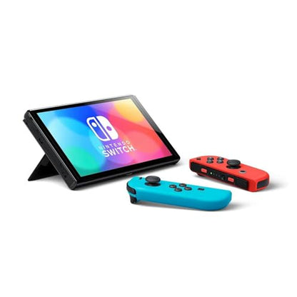 Nintendo Switch OLED with Signature Series Travel Case | Vivid 7” OLED Screen with 64 GB Internal Storage, Enhanced Audio, and Wide Adjustable Stand (Neon Blue and Red) - color: Neon Blue and Red