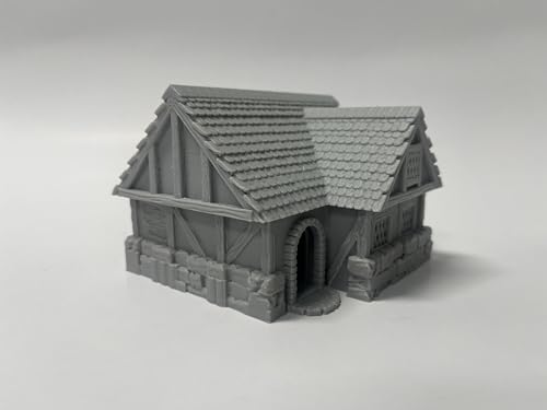 Paintable Tabletop Miniature Little Town Building Terrains Compatible with RPG War Games - 18mm Scale Dioramas Building Set Scenery with Medieval Architecture Style by HAUTICO (HVillageHouses1-1)