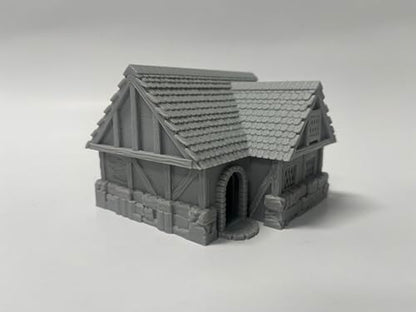 Paintable Tabletop Miniature Little Town Building Terrains Compatible with RPG War Games - 18mm Scale Dioramas Building Set Scenery with Medieval Architecture Style by HAUTICO (HVillageHouses1-1)