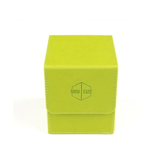Showcase Deck Box with Display Window for Trading Card Games, Holds 100+ Double-Sleeved Cards, PU Leather, Magnetic Closure, Case for Magic MTG, Commander, Lorcana, TCG, CCG Lime - color: Lime