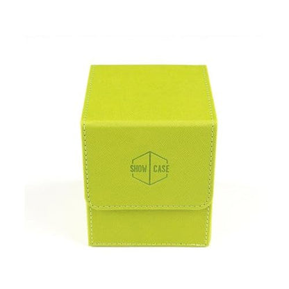 Showcase Deck Box with Display Window for Trading Card Games, Holds 100+ Double-Sleeved Cards, PU Leather, Magnetic Closure, Case for Magic MTG, Commander, Lorcana, TCG, CCG Lime - color: Lime
