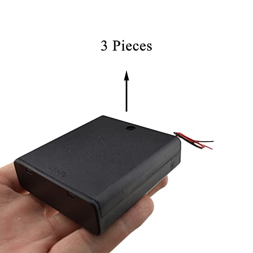 HAHIYO 6V AA Battery Holder Bundle with Wire Sturdy Cover Flexible Springs Contact Build-in Switch Batteries Black Case Easy Install 3 Pieces for Wall Clocks Ham Radio Kids Toys - style: 4AA-3P