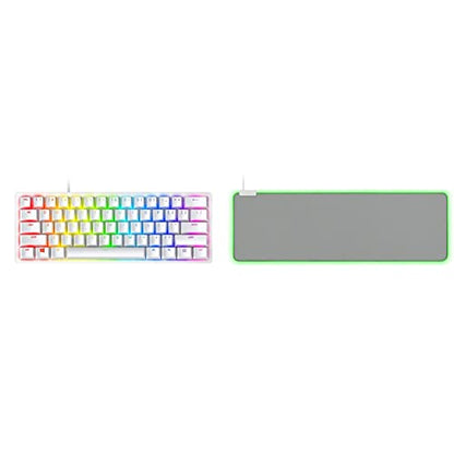 Razer Huntsman Mini 60% Gaming Keyboard + Goliathus Extended Chroma Bundle: Linear Optical Switches - Mercury White - color: Mercury White, size: Keyboard + Mousepad