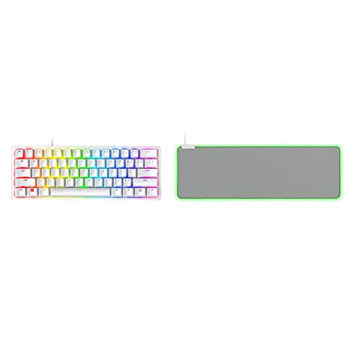 Razer Huntsman Mini 60% Gaming Keyboard + Goliathus Extended Chroma Bundle: Linear Optical Switches - Mercury White - color: Mercury White, size: Keyboard + Mousepad