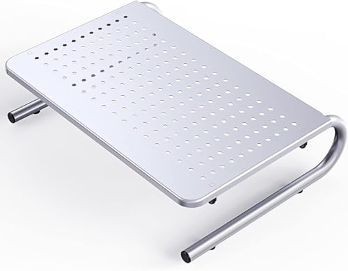 HUANUO Monitor & Laptop Stand - Metal Vented Riser for Screen, Laptops, Printers - Home & Office - color: Silver